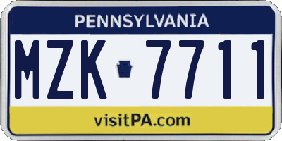 PA license plate MZK7711