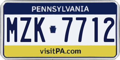 PA license plate MZK7712