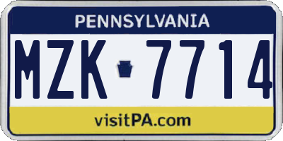 PA license plate MZK7714