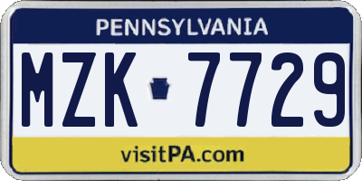 PA license plate MZK7729