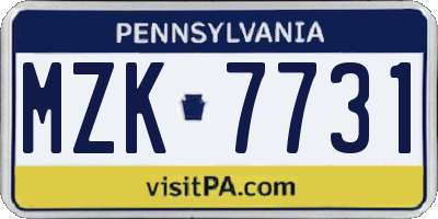 PA license plate MZK7731