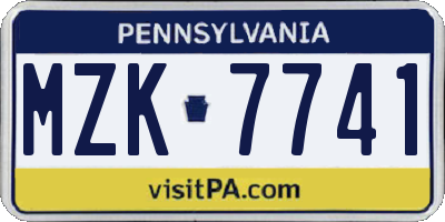 PA license plate MZK7741