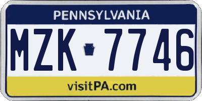 PA license plate MZK7746