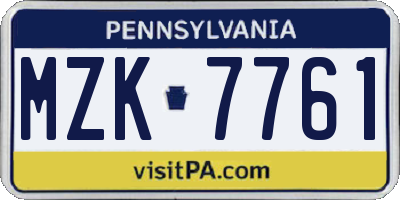 PA license plate MZK7761