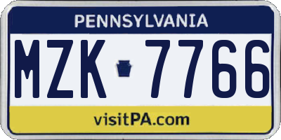 PA license plate MZK7766