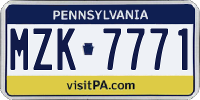 PA license plate MZK7771