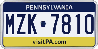 PA license plate MZK7810