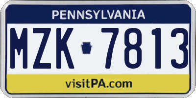 PA license plate MZK7813