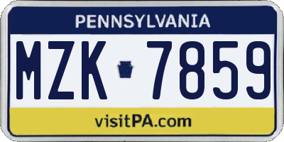 PA license plate MZK7859