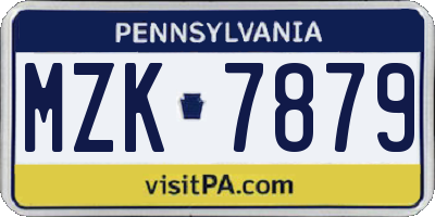 PA license plate MZK7879