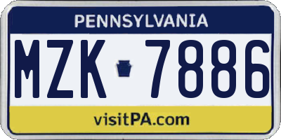 PA license plate MZK7886