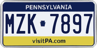 PA license plate MZK7897