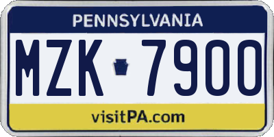 PA license plate MZK7900