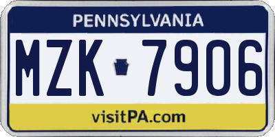 PA license plate MZK7906