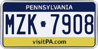 PA license plate MZK7908