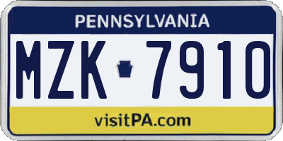 PA license plate MZK7910