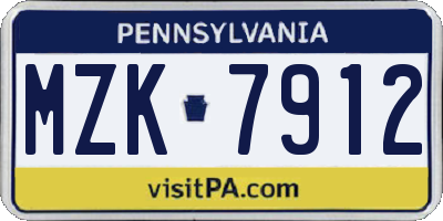 PA license plate MZK7912