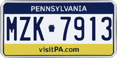 PA license plate MZK7913