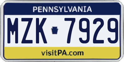 PA license plate MZK7929