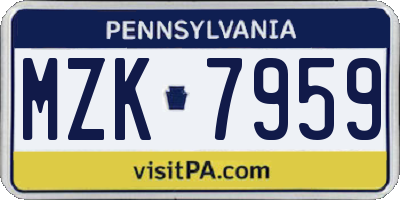 PA license plate MZK7959