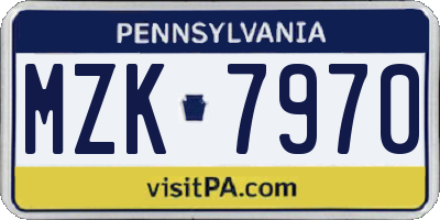 PA license plate MZK7970