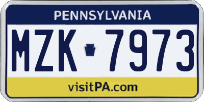 PA license plate MZK7973