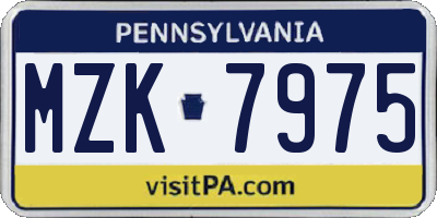 PA license plate MZK7975