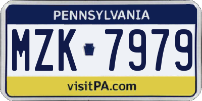 PA license plate MZK7979