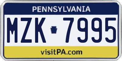 PA license plate MZK7995
