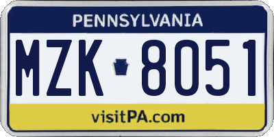 PA license plate MZK8051