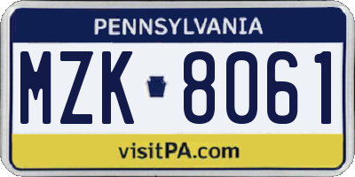 PA license plate MZK8061