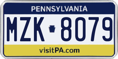 PA license plate MZK8079