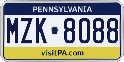 PA license plate MZK8088