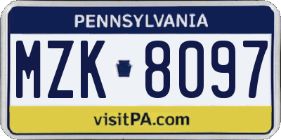 PA license plate MZK8097