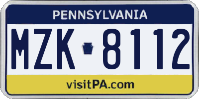 PA license plate MZK8112