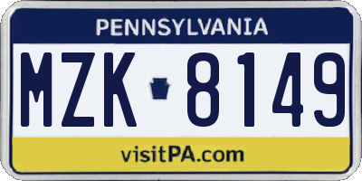 PA license plate MZK8149