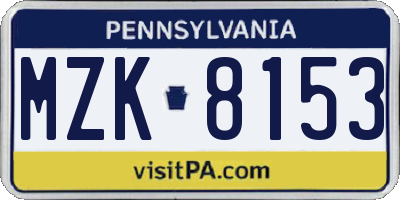 PA license plate MZK8153