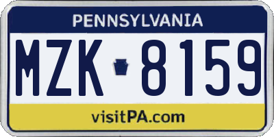 PA license plate MZK8159