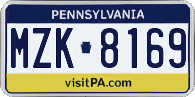 PA license plate MZK8169