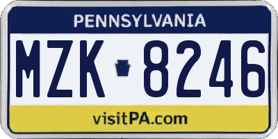 PA license plate MZK8246