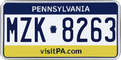 PA license plate MZK8263