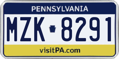 PA license plate MZK8291