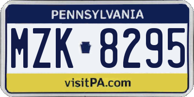 PA license plate MZK8295