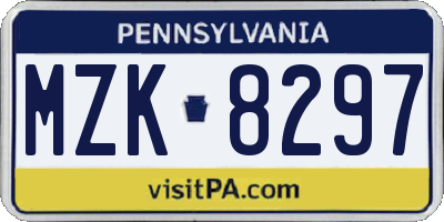 PA license plate MZK8297