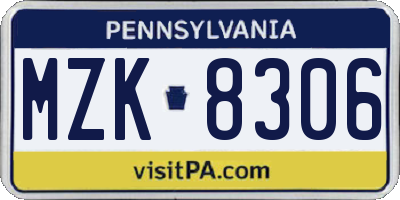 PA license plate MZK8306