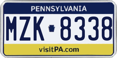 PA license plate MZK8338