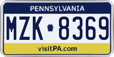 PA license plate MZK8369