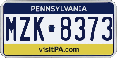PA license plate MZK8373