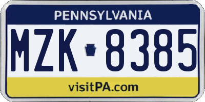 PA license plate MZK8385