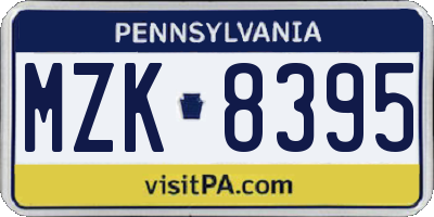 PA license plate MZK8395